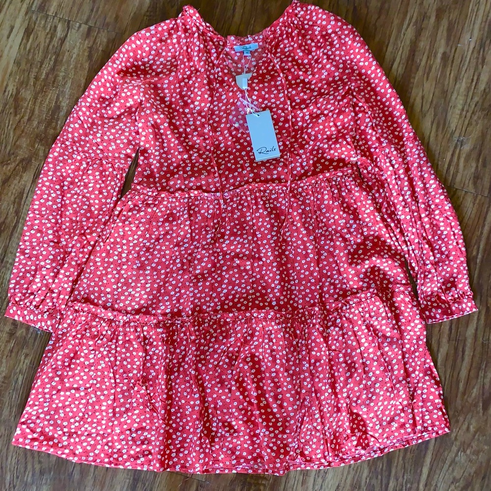 NWT Rails Everly Carmine Daisies Red Floral Dress